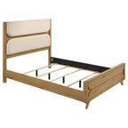 Bennett 63-inch Queen Upholstered Panel Bed Cream and Light Oak
