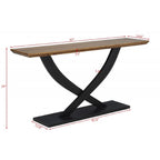 Entryway Console Table With Cross Legs Design - Natural / Espresso