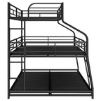 Twin Long / Full Long / Queen Triple Bunk Bed With Long And Short Ladder And Full-Length Guardrails - Black