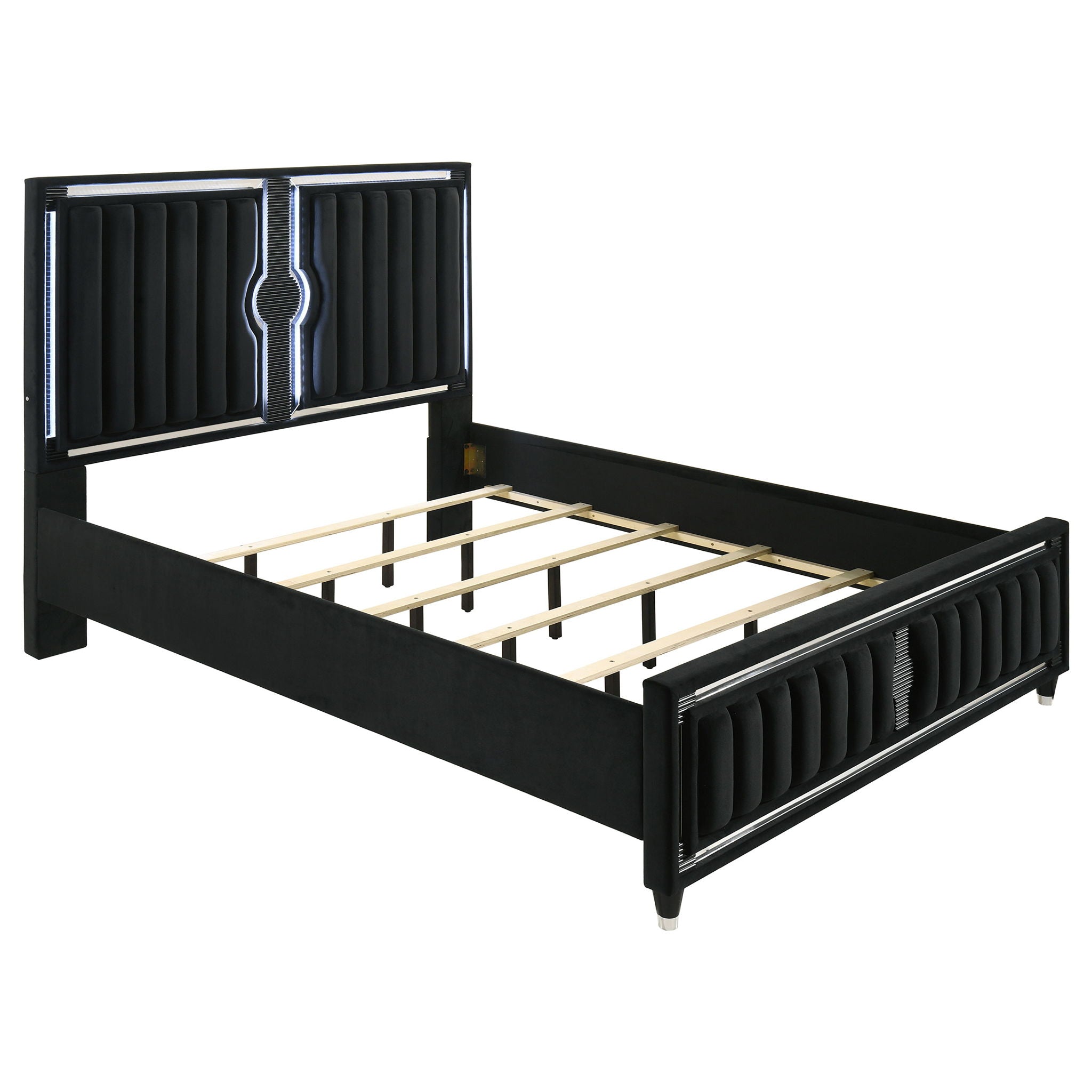 Ravenne 5-piece Velvet Upholstered California King LED Bedroom Set Black