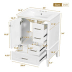 Bathroom Vanity, Modern Bathroom Cabinet With Sink Combo Set, Bathroom Storage Cabinet With A Soft Closing Door And 3 Drawers, Solid Wood Frame
