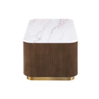 Rectangle Cocktail Table Genuine Accent Plinth Base Living Room - Brown / Gold / White
