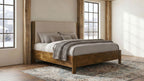 Adderley Eastern King Wood Panel Bed Cream and Warm Brown