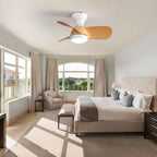 23" Bedroom Ceiling Fan With 3 Color Dimmable 3 ABS Blades Remote Control Dc Motor With 18W Led Light
