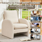Modern Sherpa Upholstered Accent Chair, Comfortable Living Room Armchair, Lounge Chair For Bedroom, And Office