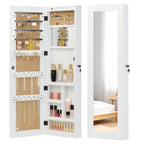 Jewelry Armoire Organizer With Full Length Mirror, Wall Mounted Lockable Cabinet With LED Light