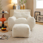 Giant Bean Bag Chair With Armrests And Footstool
