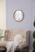 Circle Wall Mirror With Wooden Frame, Wall Mirror For Living Room