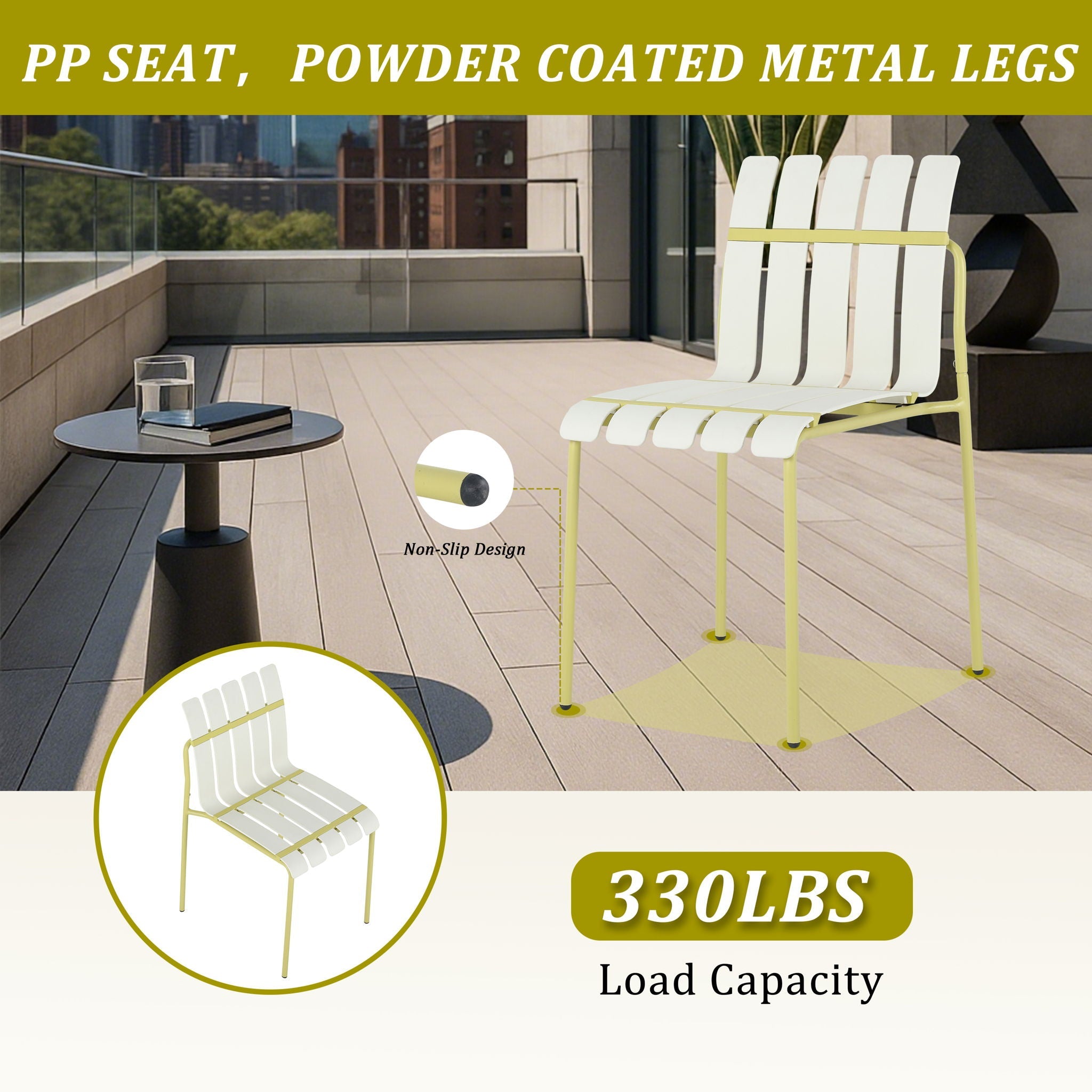 4 Piece Set Of Modern Color Block Designed Single Chairs With Round Table