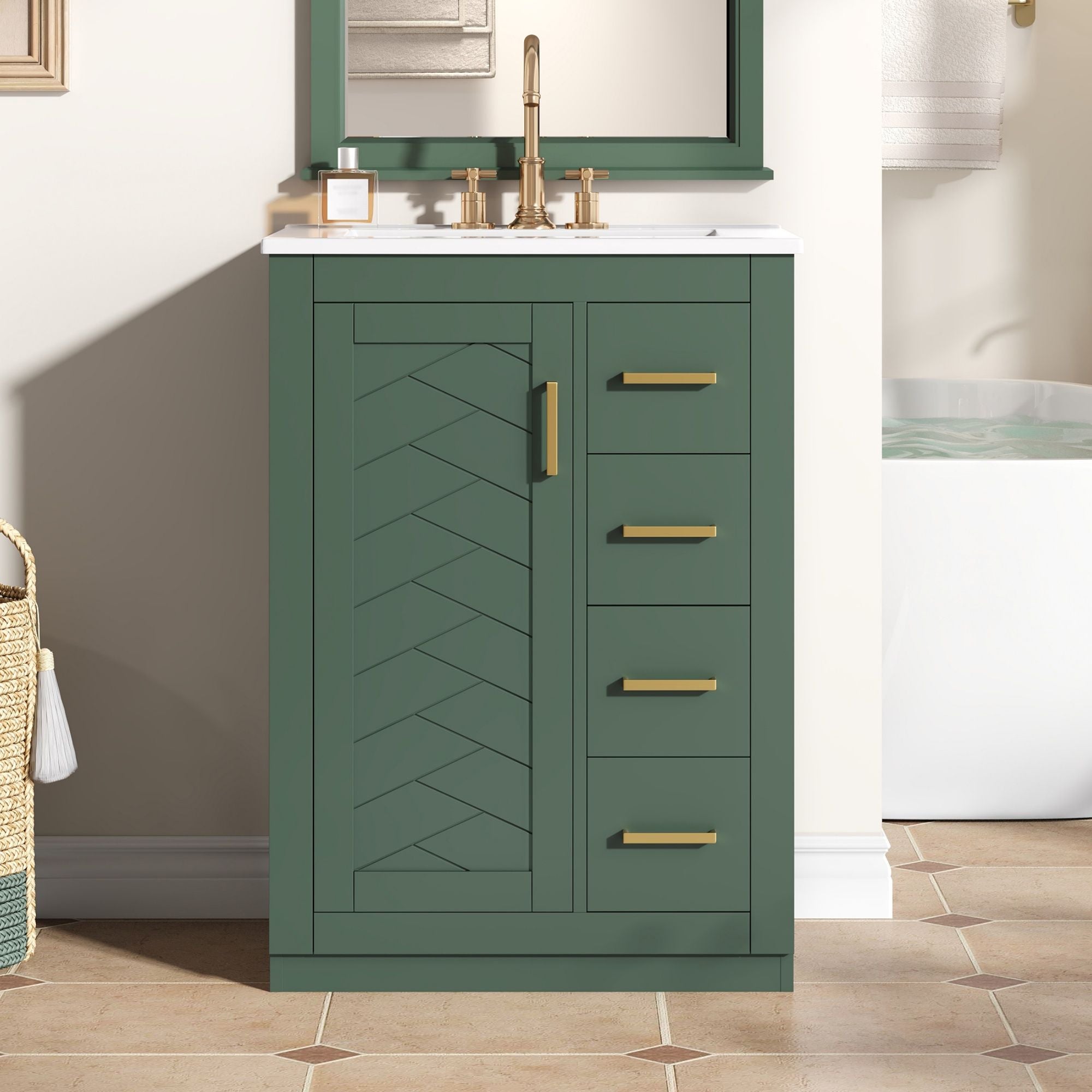 Modern Bathroom Vanity With 1 Door And 3 Drawers