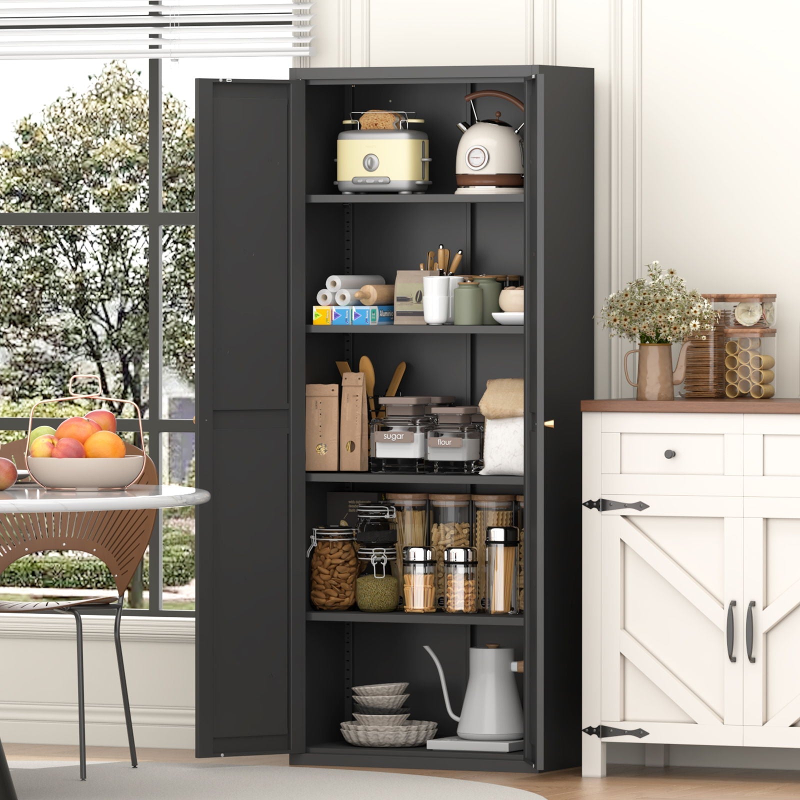 Adjustable 2 Door Storage Cabinet With Adjustable Shelves