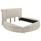 Sonya Upholstered Eastern King Round Storage Bed Ivory