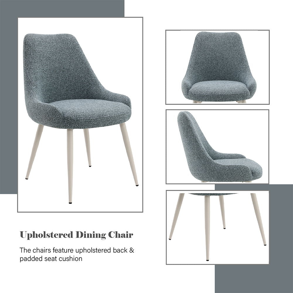 Laela - Side Chair (Set of 2) - Light Blue Boucle & White