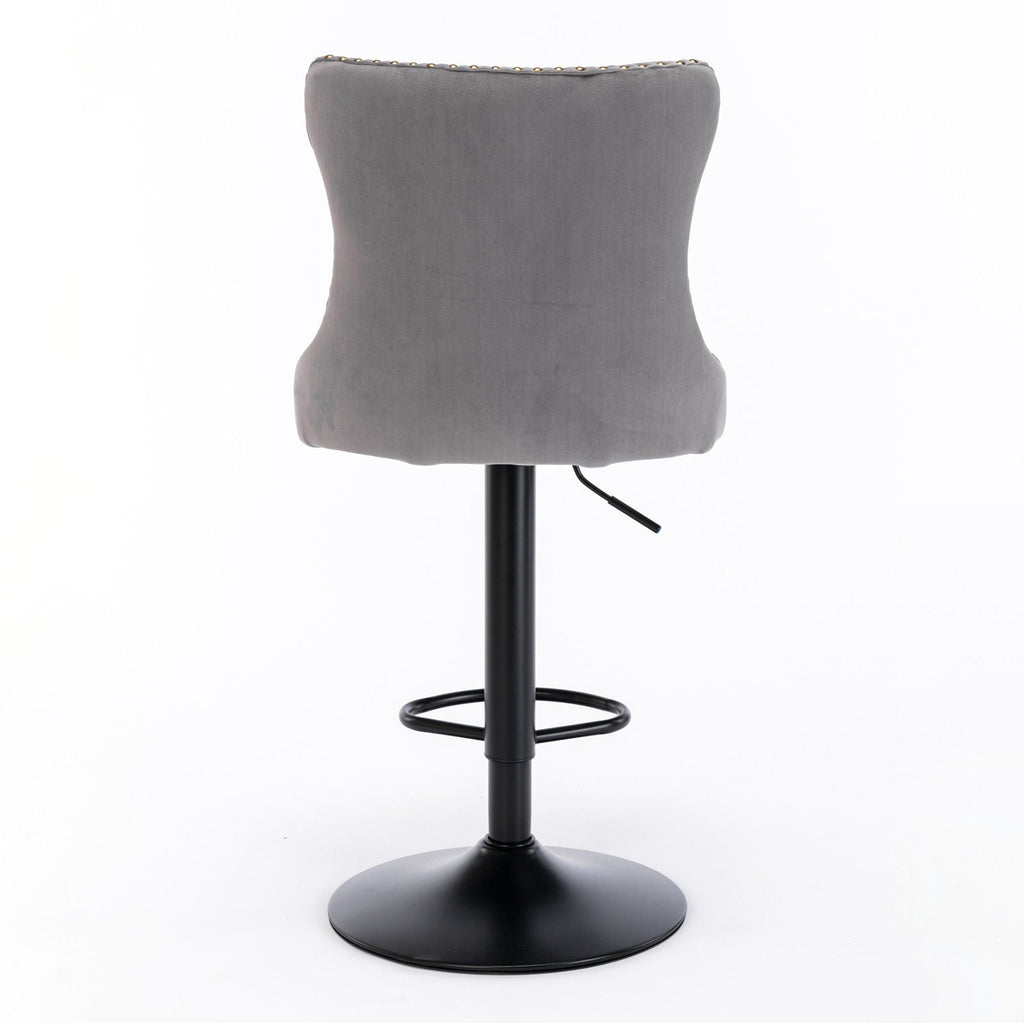 Swivel Barstools Adjusatble Seat Height, Modern Upholstered Bar Stools With Backs Comfortable Tufted For Home Pub And Kitchen Island (Set of 2)