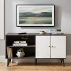 Amidon - TV Stand, With 2 Storage Shelves And 1 Cabinet