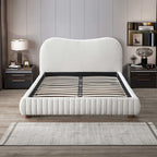 Norme - Queen Size Upholstered Low Profile Platform Bed - Cream