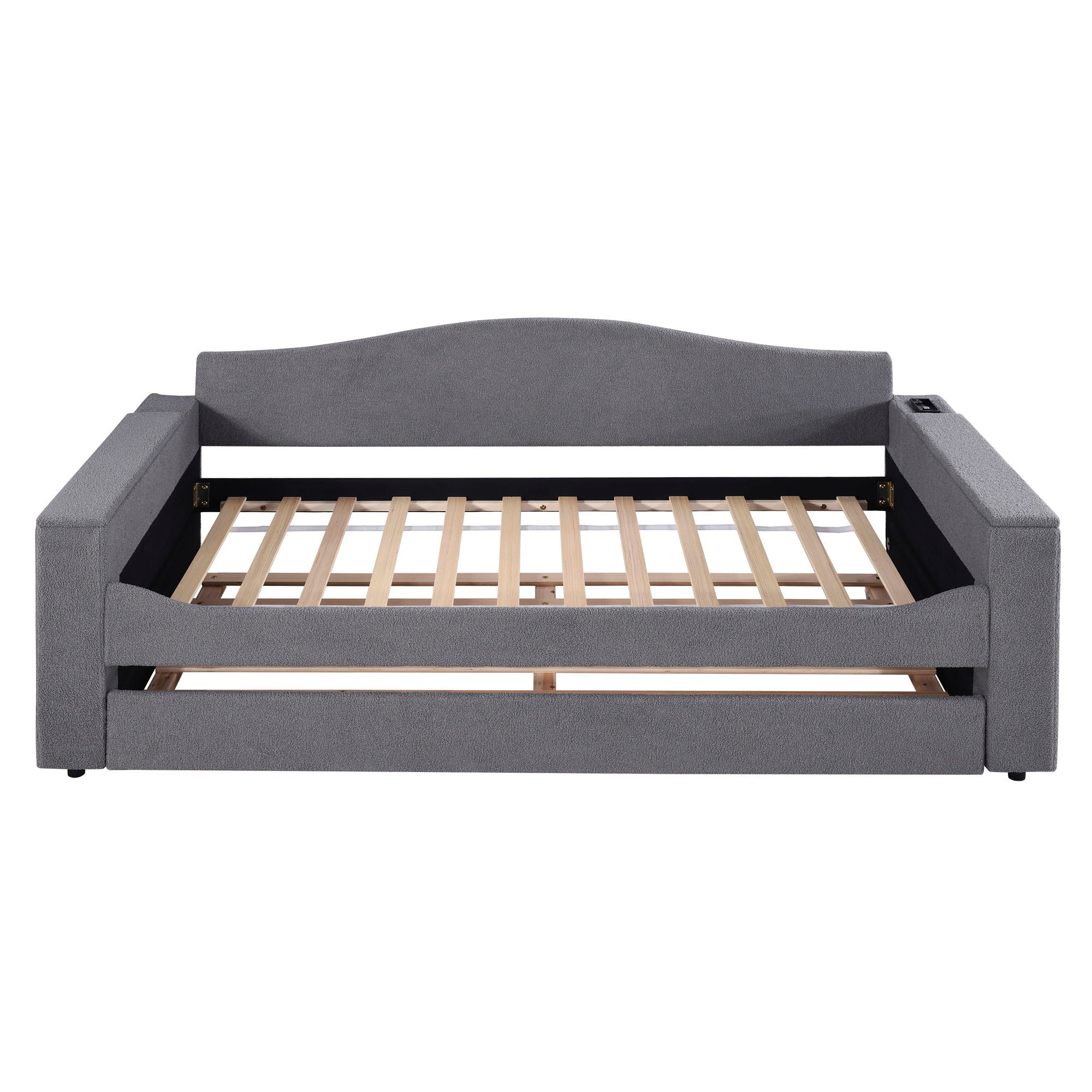 Upholstered Daybed With Storage Armrests, Trundle And Latest Integrated tooth Audio System