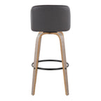Toriano - Mid-Century Modern Fixed Height BarStool With Round Footrest (Set of 2)