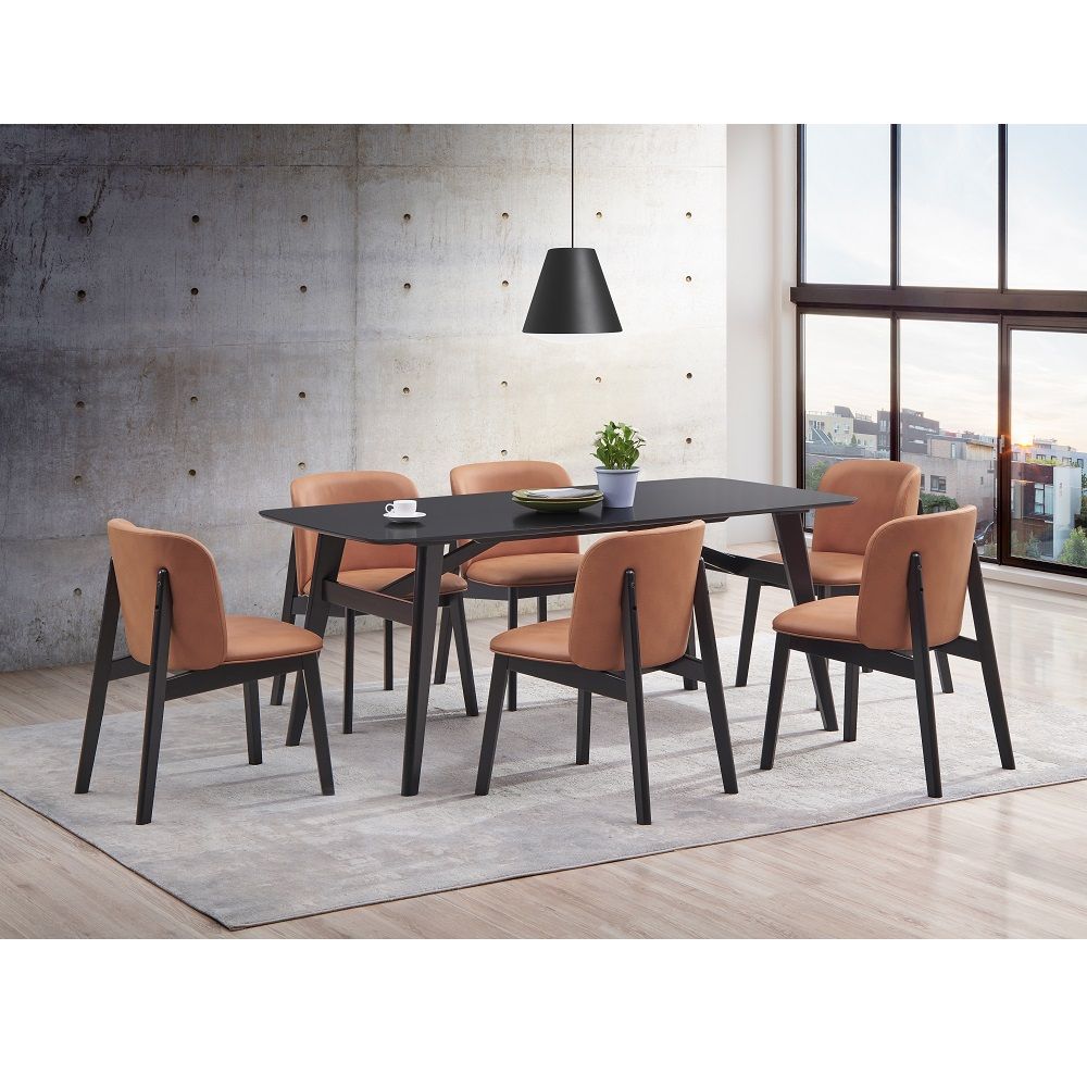 Eliora - Side Chair (Set of 2) - Camel Polish Microfiber & Black