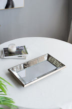 Antique Rectangle Mirror With Floral Accents, Mirrored Display Tray, Hanging Wall Mirror