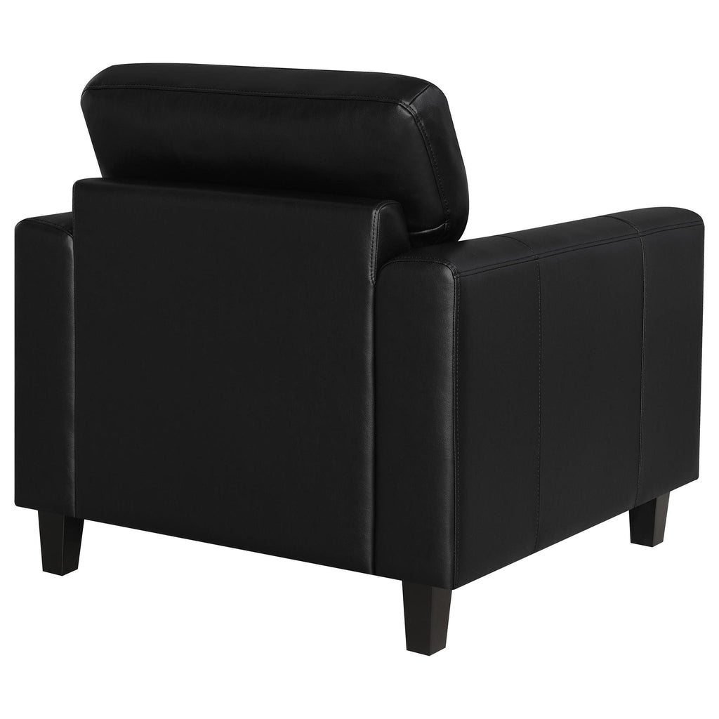 Scotland Faux Leather Upholstered Track Arm Chair Black