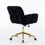 Office Chair, Artificial Rabbit Hair Home Office Chair With Metal Base, Adjustable Desk Chair Swivel Office Chair, Vanity Chair