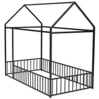 Metal Bed House Bed Frame With Fence