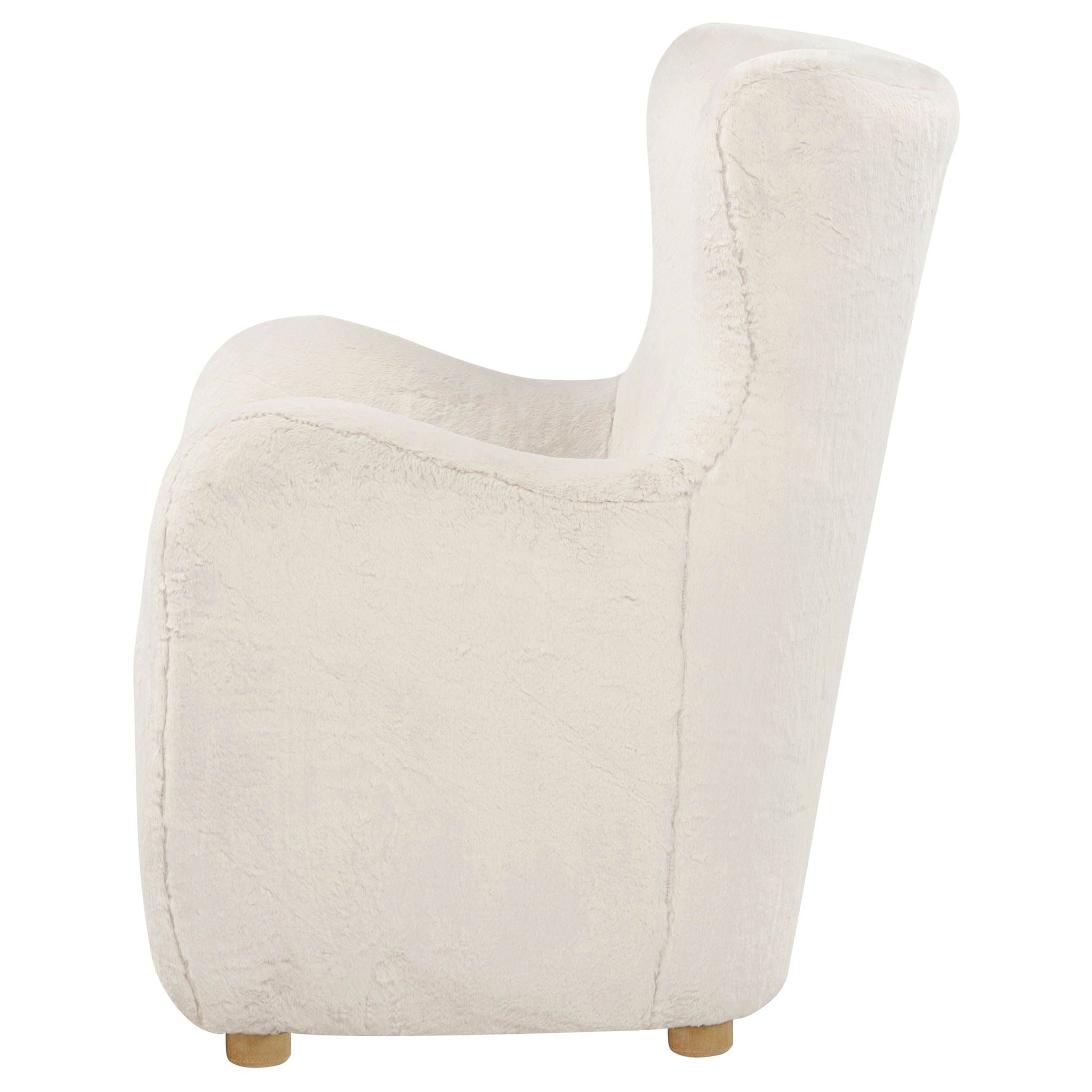 Thornton Faux Fur Upholstered Wingback Lounge Accent Chair Ivory