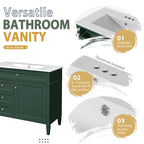 Bathroom Vanity With Mirror Cabinet, Single Sink With 2 Soft Closing Doors And 4 Drawers
