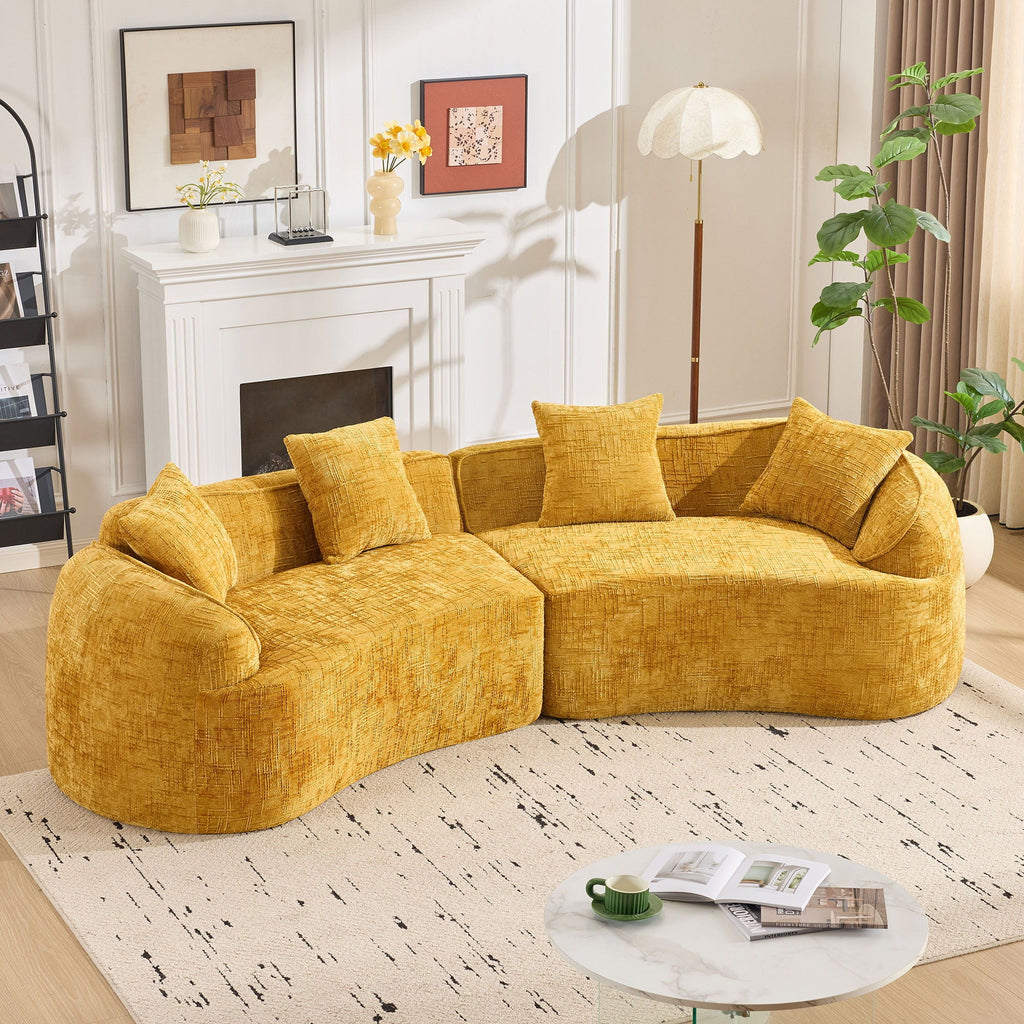 Curved Compressed Sofa, Nordic-Style Design For Living Room
