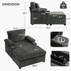 Modern Oversized Chair With Ottoman, Cupholders And USB Charging Ports