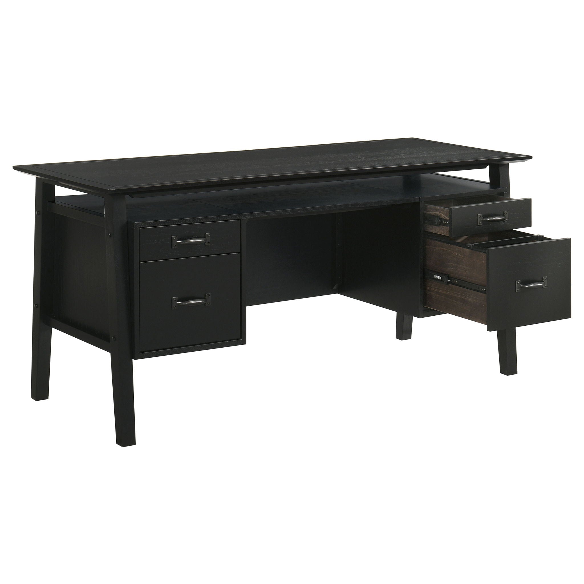 Goodson 64-inch 4-Drawer Double Pedestal Computer Desk Black