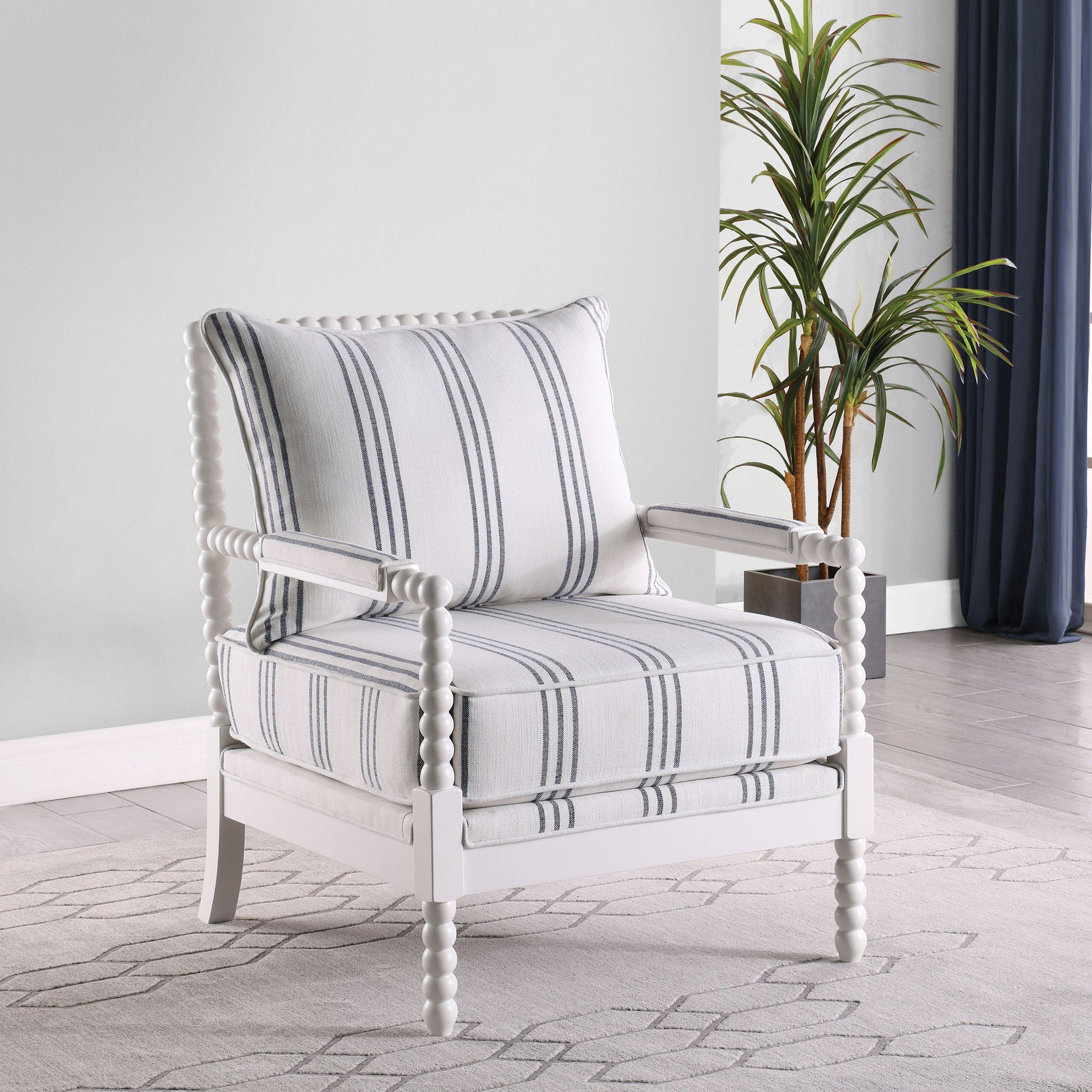 Blanchett Upholstered Bobbin Accent Chair White
