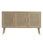 Wooden Accent TV Cabinet With 3 Doors - Brown
