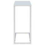 Stella White Glass Top C-Shaped Sofa Side Table Chrome
