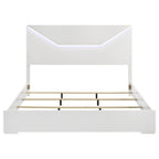 Ives Eastern King Panel Bed LED Headboard White High Gloss
