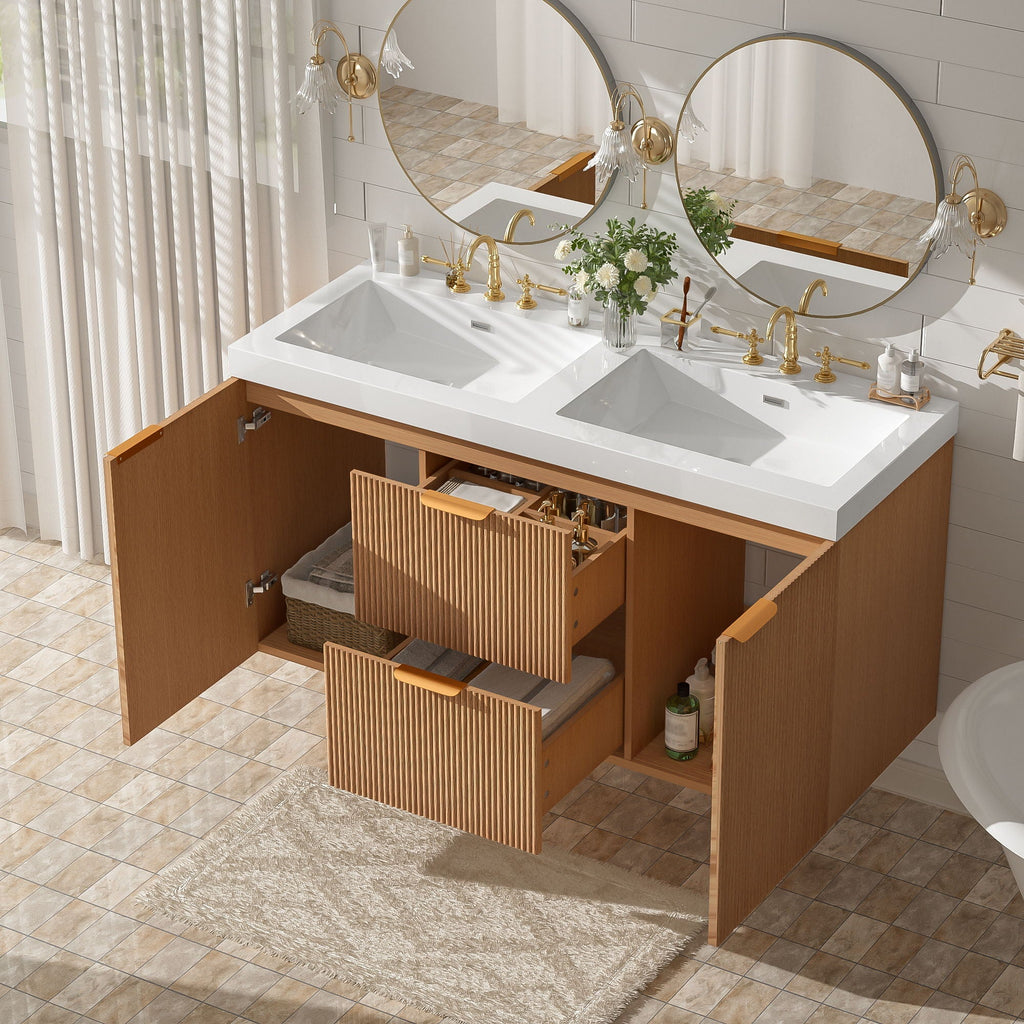 Modern Wall Mounted Bathroom Vanity, Soft Close Doors