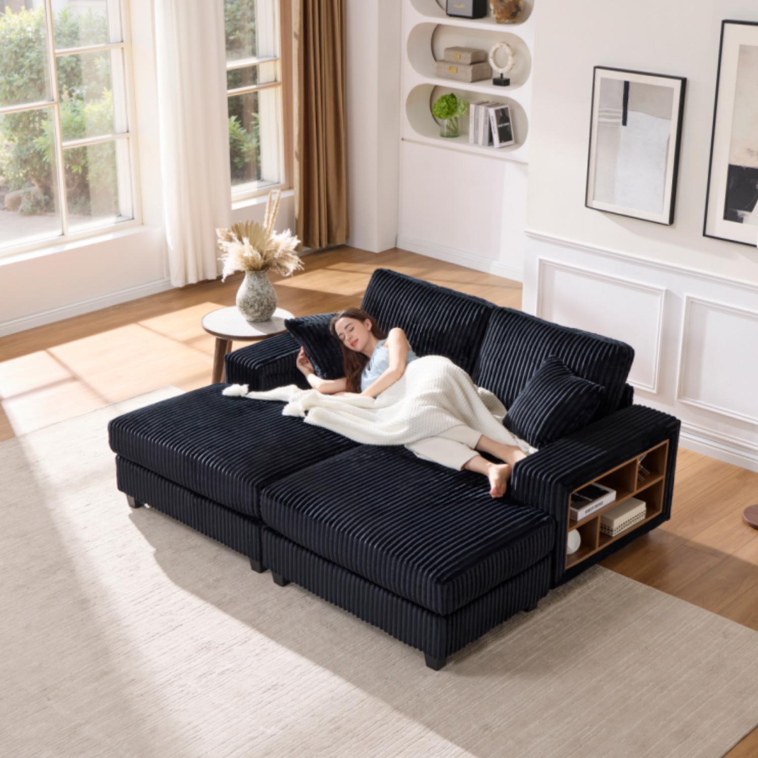 Convertible Sectional Sofa, Sleeper Oversized Living Room Lounge