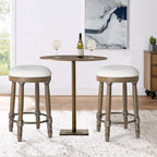 360° Swivel Wooden Barstools With Upholstered Seat, Counter Height (Set of 2)