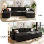 U-Shaped Sectional Sofa Bed With Storage And USB Ports