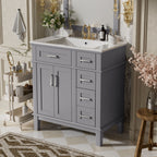 Modern Bathroom Vanity With Sink, Storage Cabinet, Soft Close Doors, Deep & Standard Drawers