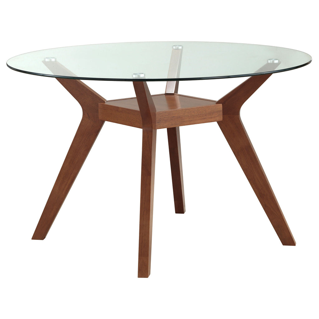 Paxton 5-piece Round Glass Top Dining Table Set Brown