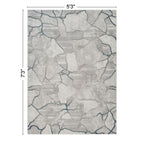 Geometrix - 5'3" X 7'3" Area Rug, Geometric 3D Effect - Gray / Ivory