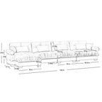 Modern Sectional Sofa With Ottoman, Round Bolster Armrests, Waist And Throw Pillows