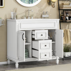 Bathroom Vanity With Top Sink, Basin On Cabinet With 2 Soft Closing Doors And 2 Drawers