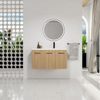 Wall Mounted Floating Bathroom Vanity With Sink, 3 Door Modular Cabinet