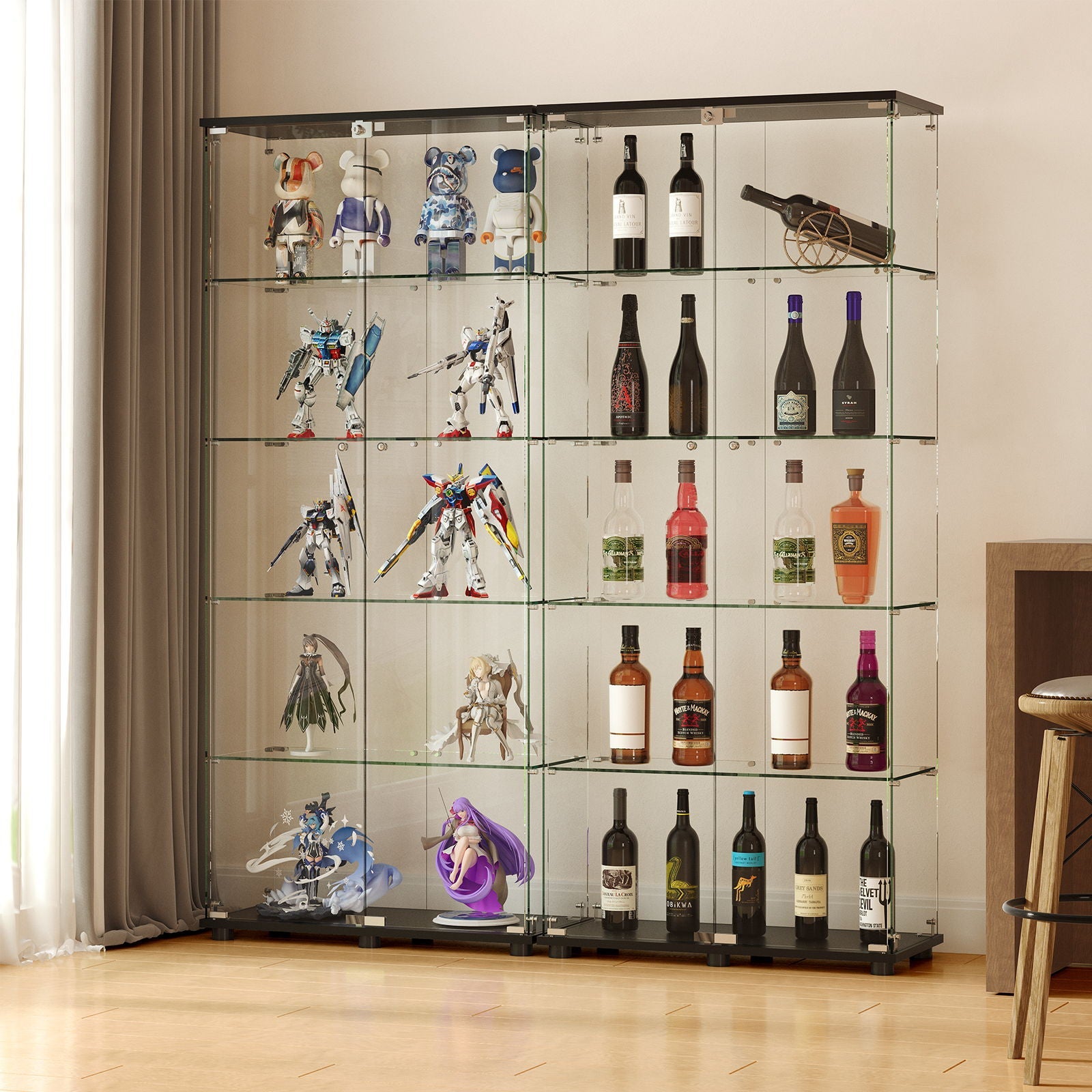 Display Cabinet With Shelf Double Doors And Lock