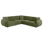 Elysia 5-piece Chenille Upholstered Modular Sectional Sofa Green