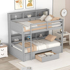 Carolee - Twin Size Bunk Bed With Built-In Shelves