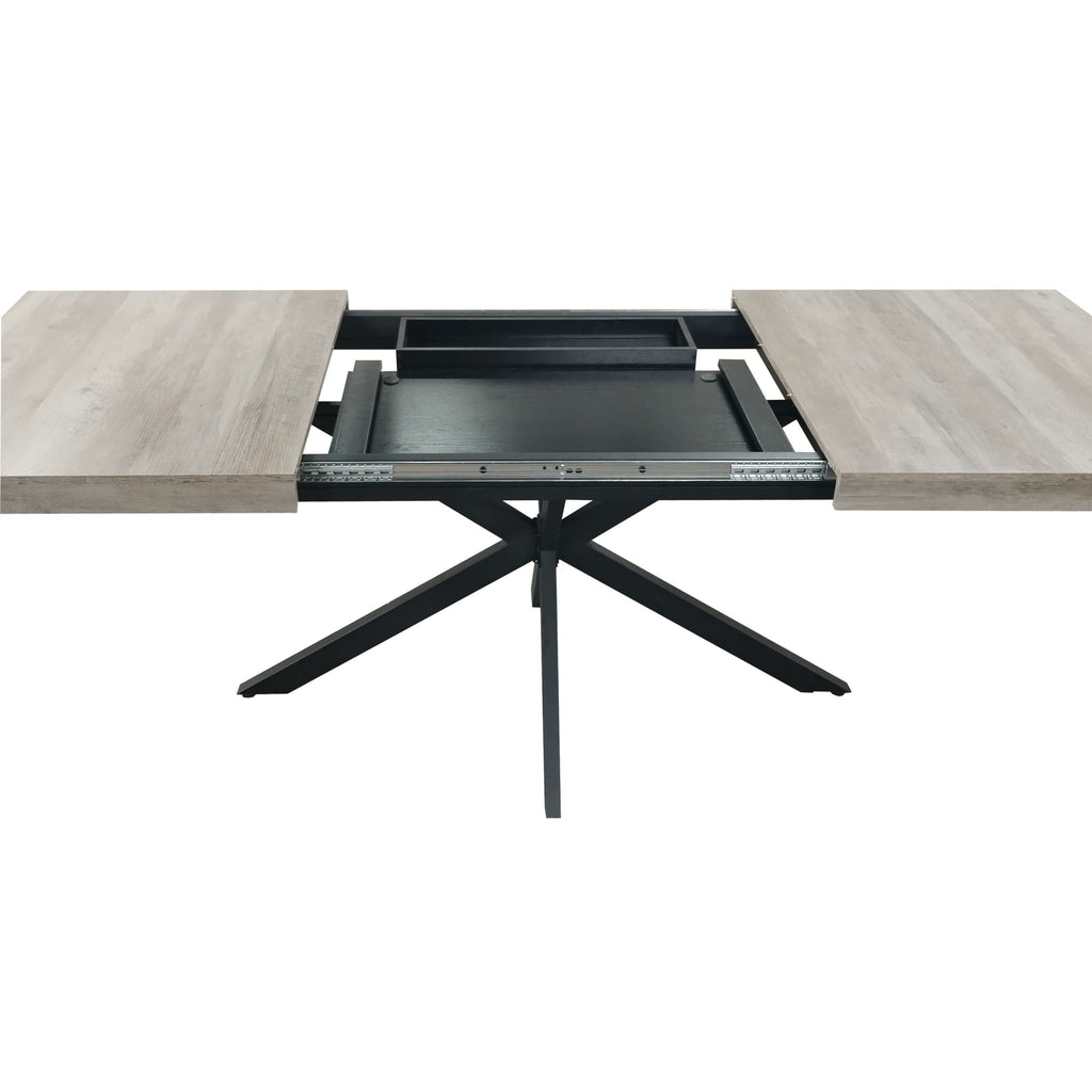 Retro Rectangular Stretch Dining Table With Embossed Center Plate